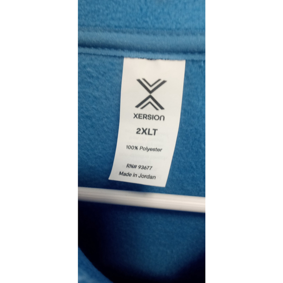 NWT Xersion Mens Quarter Zip Pullover Jacket Sz 2XLT Light Blue Pockets Soft - Picture 5 of 6